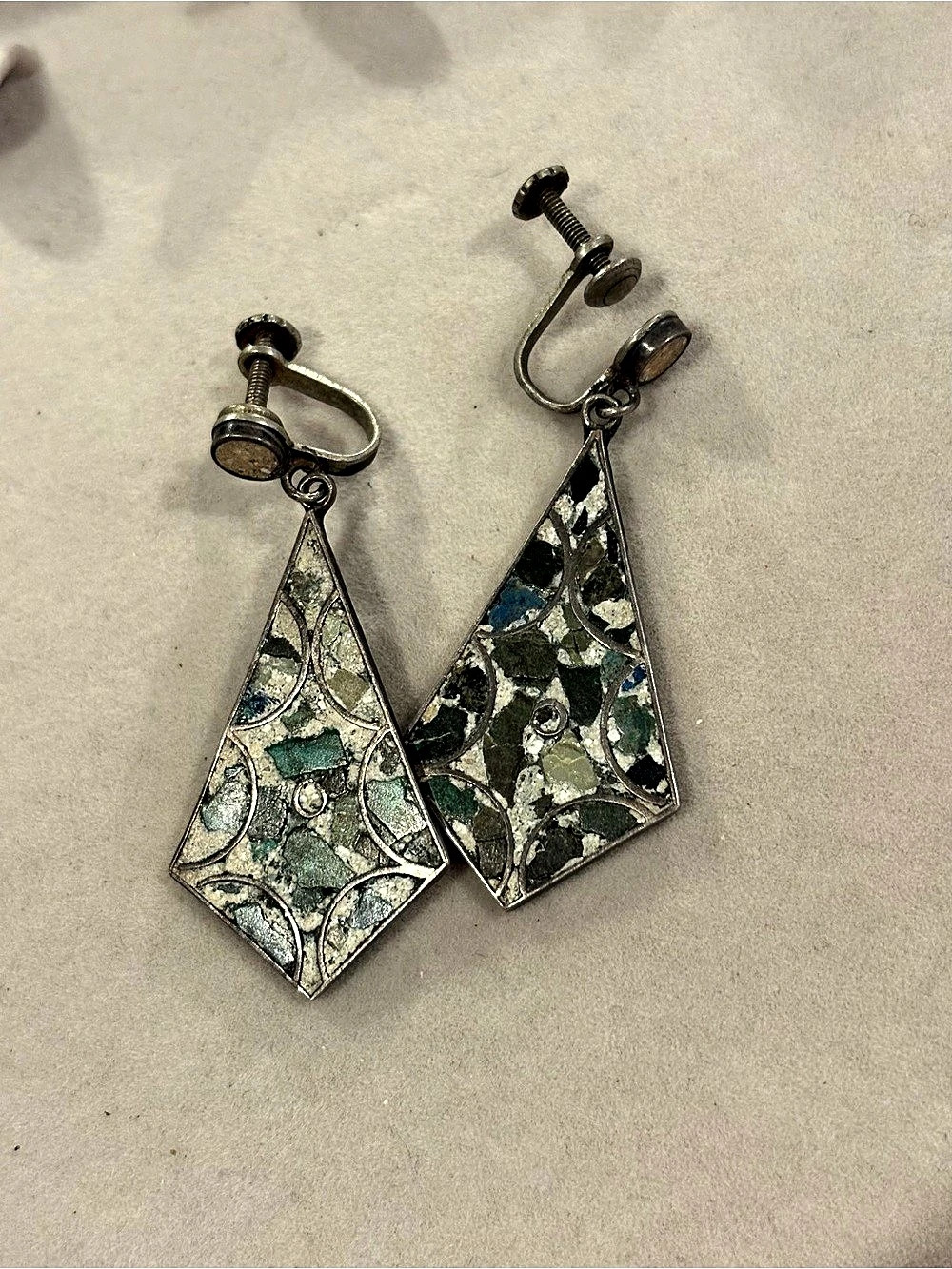 Sterling Mexico Sterling Silver Abstract Dangle Earrings